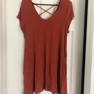 orange t-shirt dress